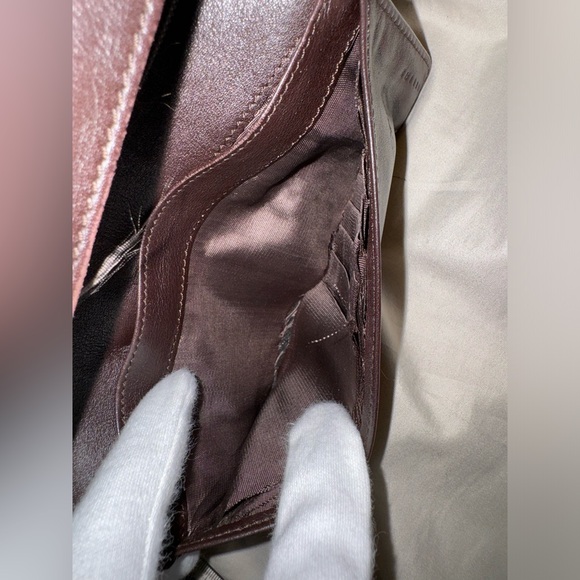 Celine Brown Macadam Canvas and Croc Embossed Leather French Wallet - Picture 13 of 15